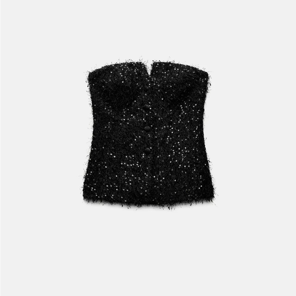 Zara Fringe and Sequin bustier top NWT size Medium❣️❣️❣️